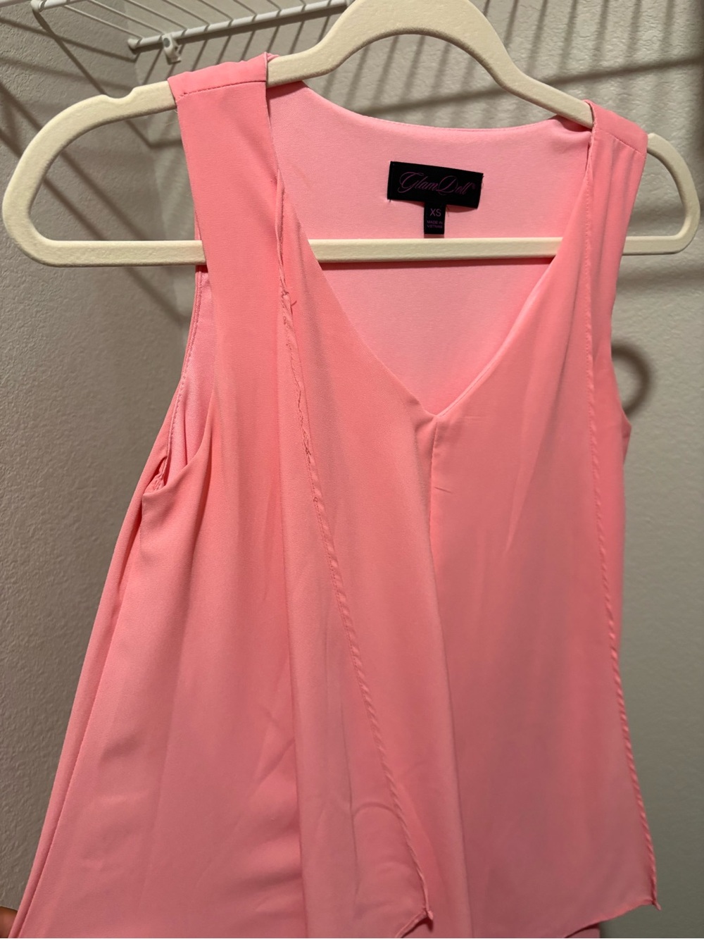 Sleeveless Asymmetrical V-Neck Dress in Coral - Picture 8 of 8